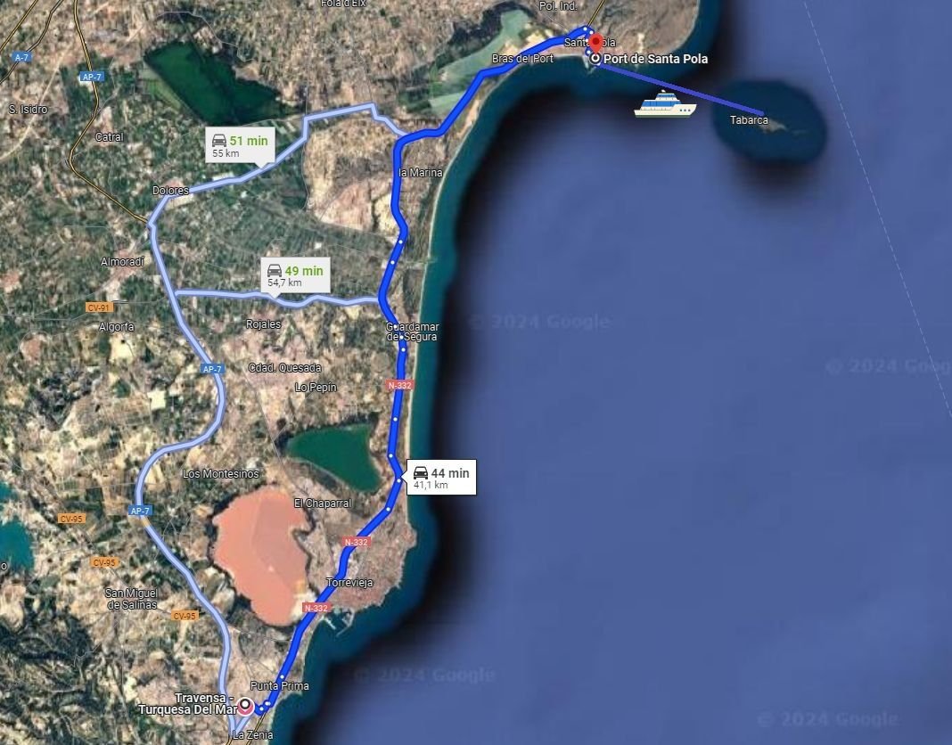 Journey from the apartment to Isla de Tabarca